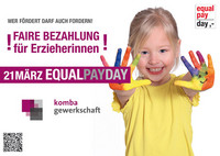 Postkarten- und Posteraktion der komba gewerkschaft zum Equal Pay Day 2014 (Layout: A.PR, Köln)